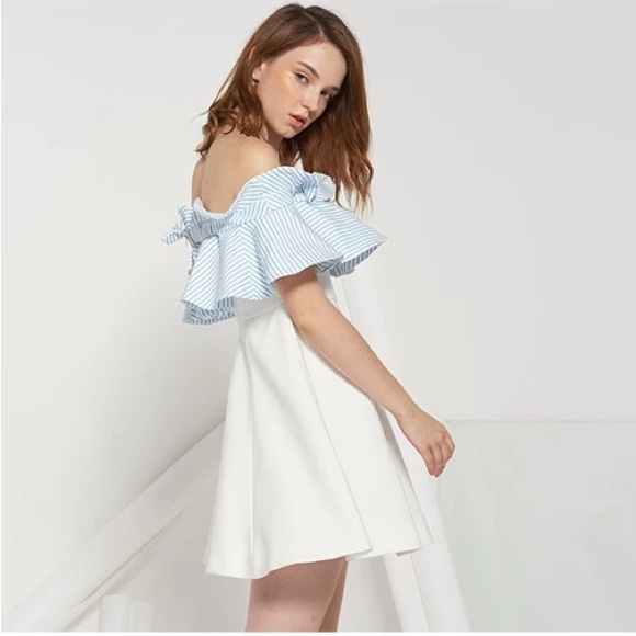 WHITE OFF SHOULDE DRESS - Picture 3 of 4